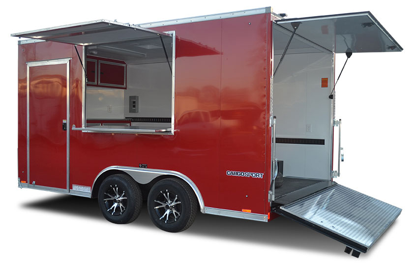 Cargosport - Concession Trailer - Red - Awning Doors - Pace American