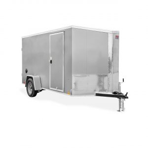 Pace American Trailers | Trailers | Cargo Trailers | Journey SE V-Nose Cargo Trailer & Journey SE Round Nose Cargo Trailer | Picture of the front of a white single axle cargo trailer