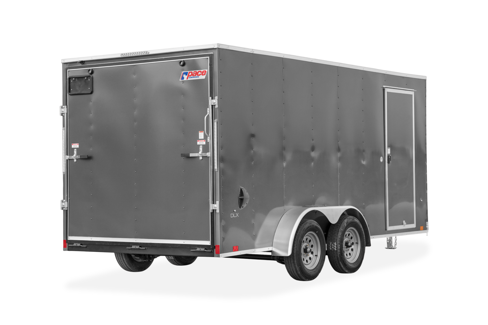 Pace American Outback DLX Enclosed Cargo Trailer Gray Rear Hero