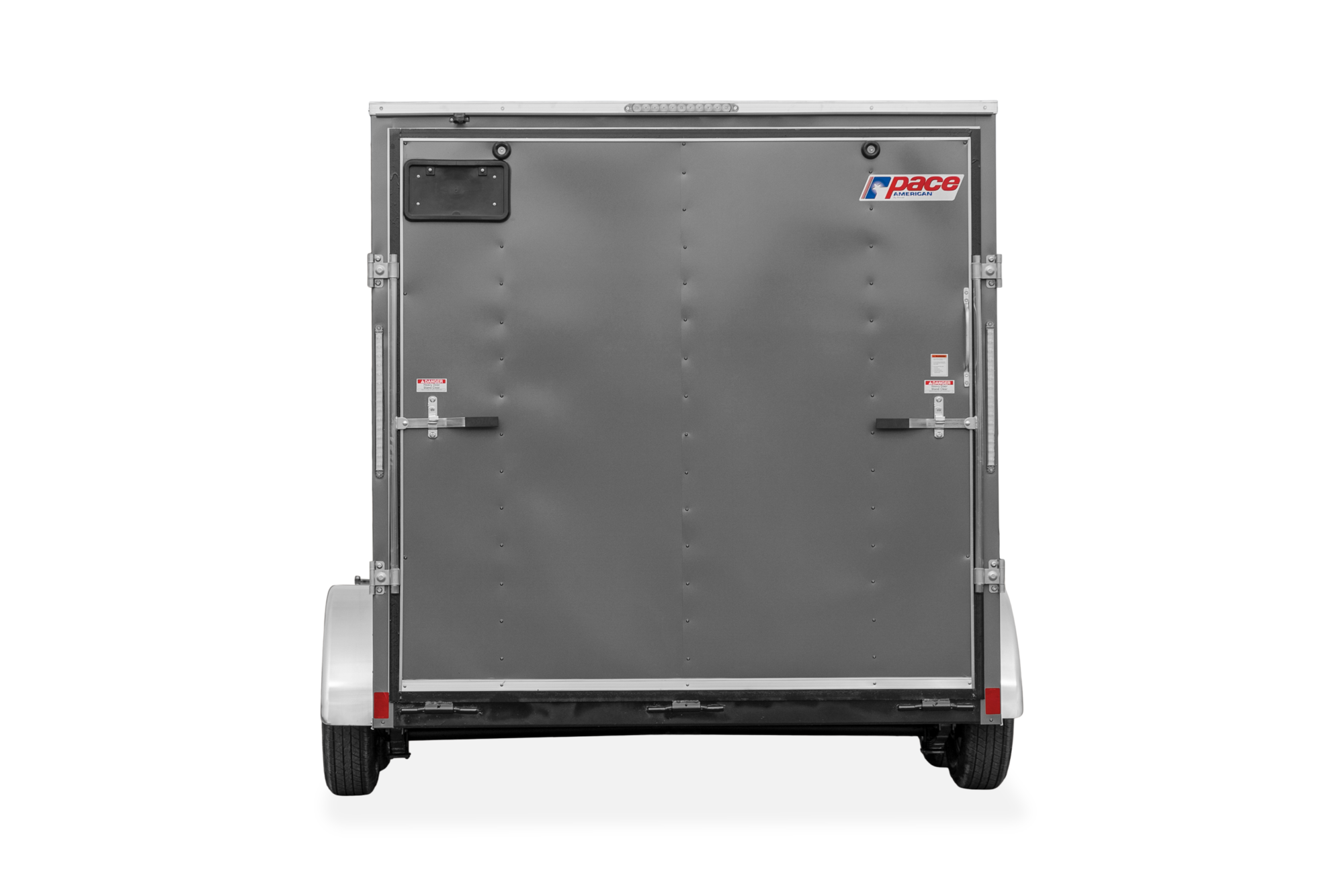 Pace American Outback DLX Enclosed Cargo Trailer Gray Rear Straight